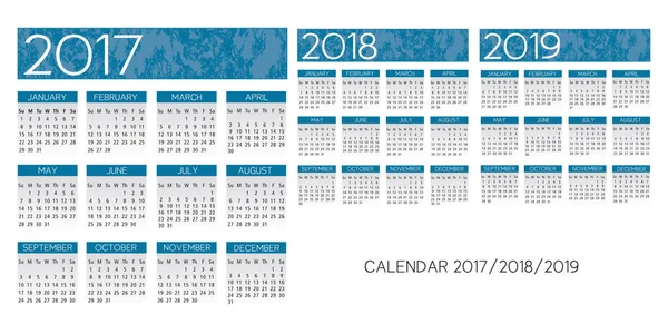 Texturou kalendář 2017-2018 – 2019 vektor — Stockový vektor