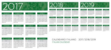 İtalyan takvim 2017-2018-2019 vektör 