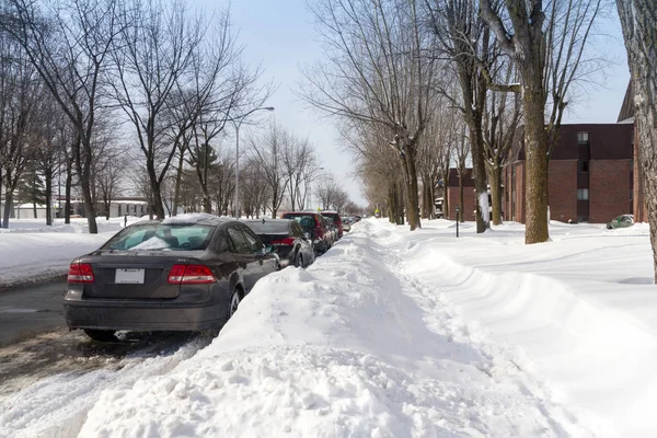 Sorel Tracy Canada Februari 2017 Sorel Tracy Straat Een Sneeuwval — Stockfoto