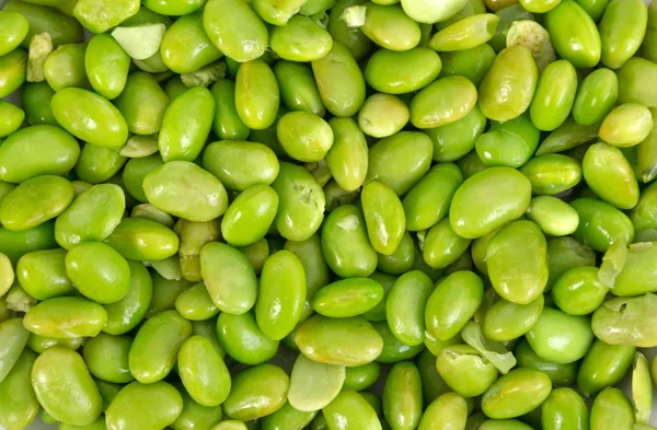 Edamame beans fundo closeup alto ângulo vista — Fotografia de Stock