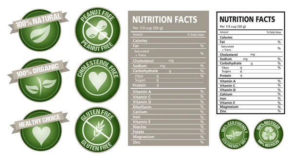 Nutrition fact and package label vector