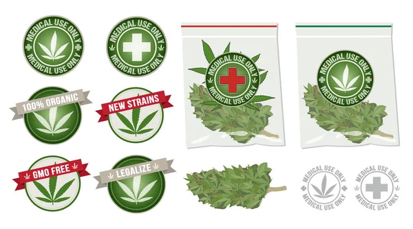 Marijuana drug product vector label — Stock Vector