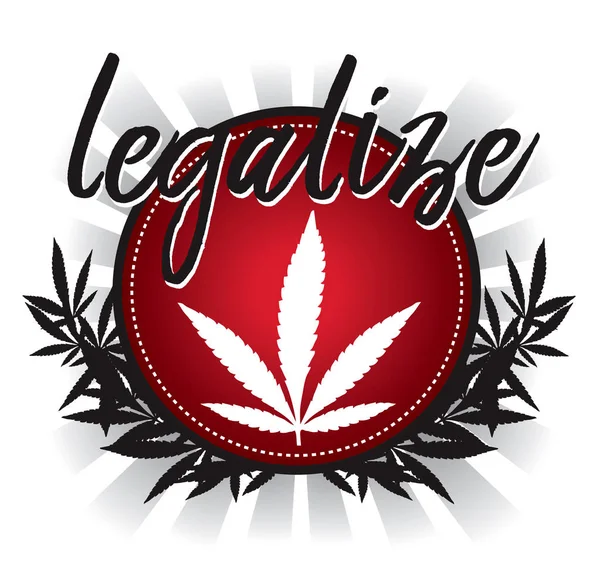 Red cannabis Badge design vector — Stock Vector