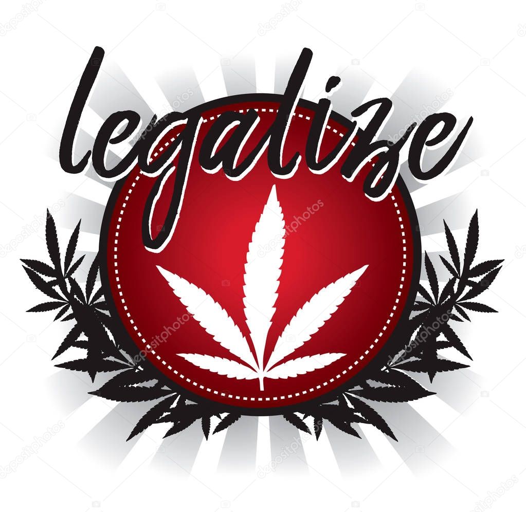 red cannabis Badge design vector