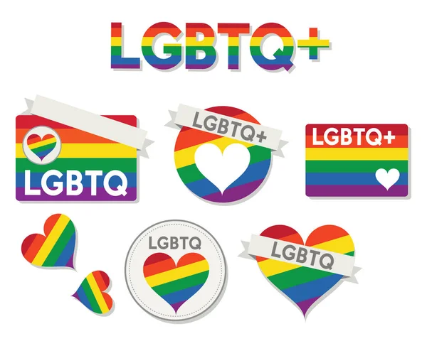 LGBTQ colores y símbolos vector conjunto — Archivo Imágenes Vectoriales