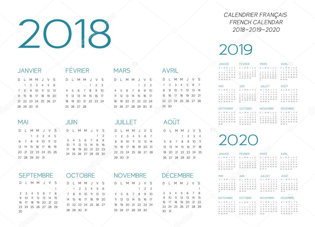 French Calendar 18 19 Vector Text Is Outline Font Is Armata Premium Vector In Adobe Illustrator Ai Ai Format Encapsulated Postscript Eps Eps Format