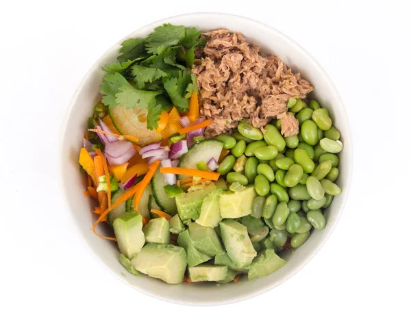 Buddha Schale Aus Gemischtem Gemüse Mit Avocado Und Thunfisch — Stockfoto