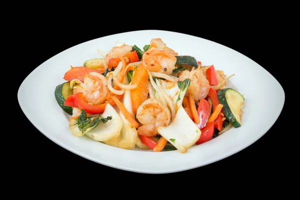 Shrimp stir fry with vegetables dinner — Stock Photo, Image