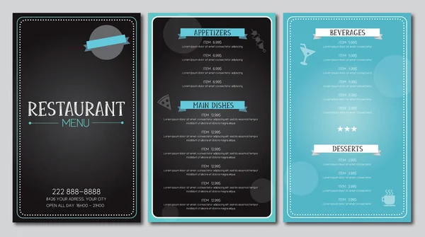 Вектор дизайна листовок меню ресторана — стоковый вектор