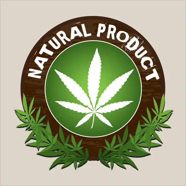 Natural product marijuana vector label — Stock Vector