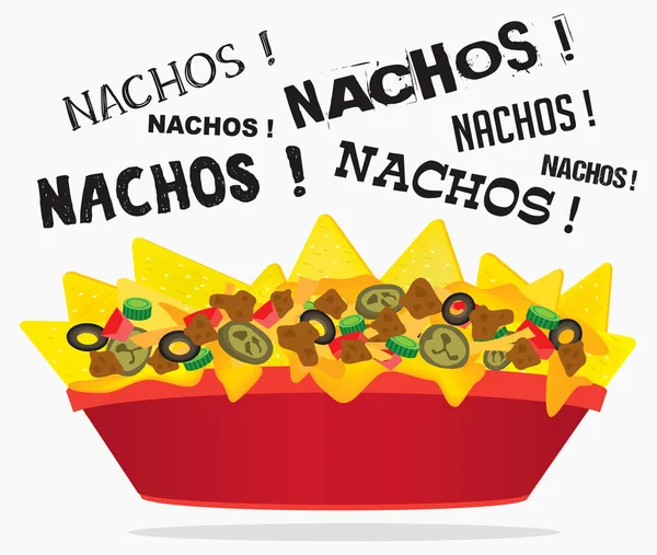 Nacho de queso cargado con carne y jalapeño — Vector de stock