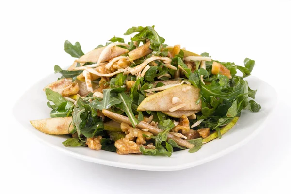 Salada de pêra e noz de rúcula — Fotografia de Stock