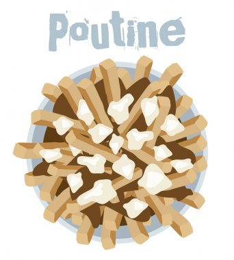 Poutine quebec Yemeği, patates kızartması, lor peyniri ve et suyu