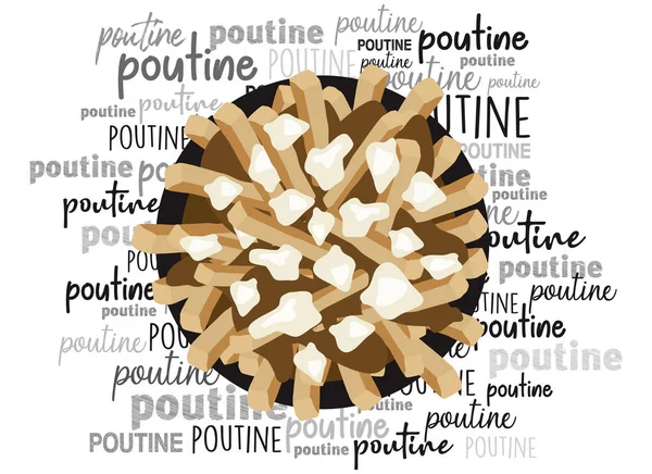 Poutine farina di quebec con patatine fritte parola nube — Vettoriale Stock