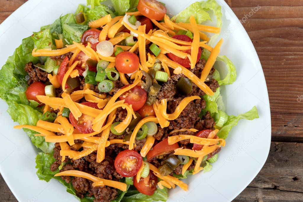 beef taco salad bowl dish