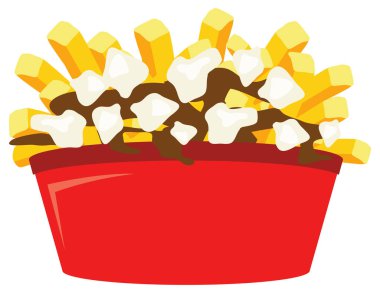  Poutine Quebec yemek patates kızartması vektör çizimi 
