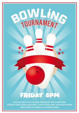 Bowling oyunu turnuva poster vektörü