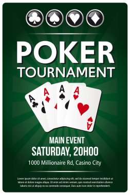 Kumarhane Poker Turnuvası yeşil arkaplan posteri