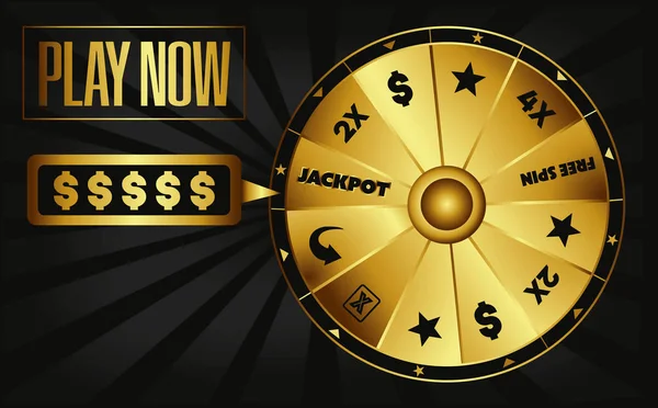 Jackpot Casino Fortune Roue Illustration Vectoriel Invitation Jouer Maintenant — Image vectorielle