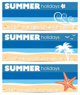 Tropikal deniz yaz tatili afişi tasarım illüstrasyon vektörü
