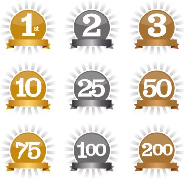 sıralama madalya başarı rozet vektör ilüstrasyon seti