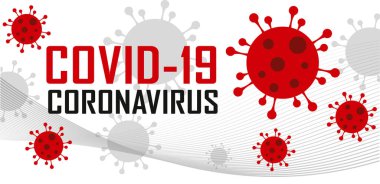COVID-19 Coronavirus bakteri salgını bilgi yatay başlık illüstrasyon
