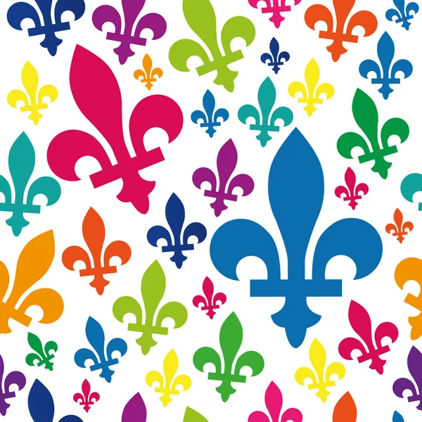 Multicolored Quebec Emblem Icon Blue Seamless Pattern Vector — Stock Vector