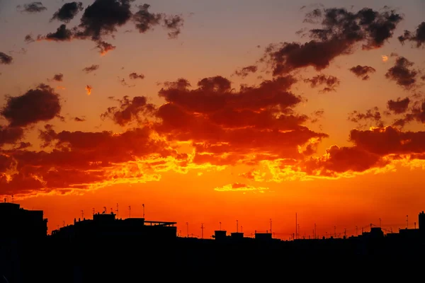 Piękne Lato Sunset Valencia City Skyline Sylwetka — Zdjęcie stockowe