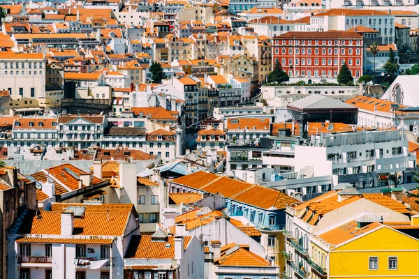 Portekiz Lizbon şehir eve Rooftops havadan görünümü