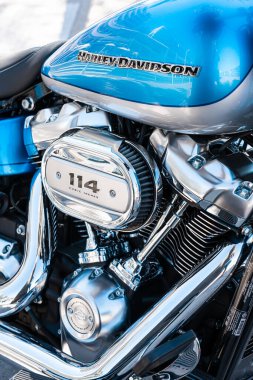 Cannes, Fransa - 01 Haziran 2019: Harley-Davidson Motosikleti Şehir Merkezi Cannes 'da