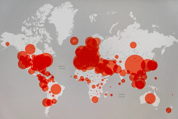 Bucharest Roménia Março 2020 Mapa Mundo Com Pandemia Coronavírus Espalhada Fotos De Bancos De Imagens