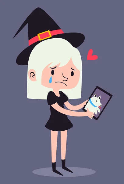 Cute Witch Holding Photography Stock Illustration