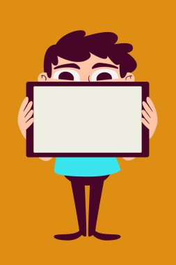 Genç adam boş Tablet holding