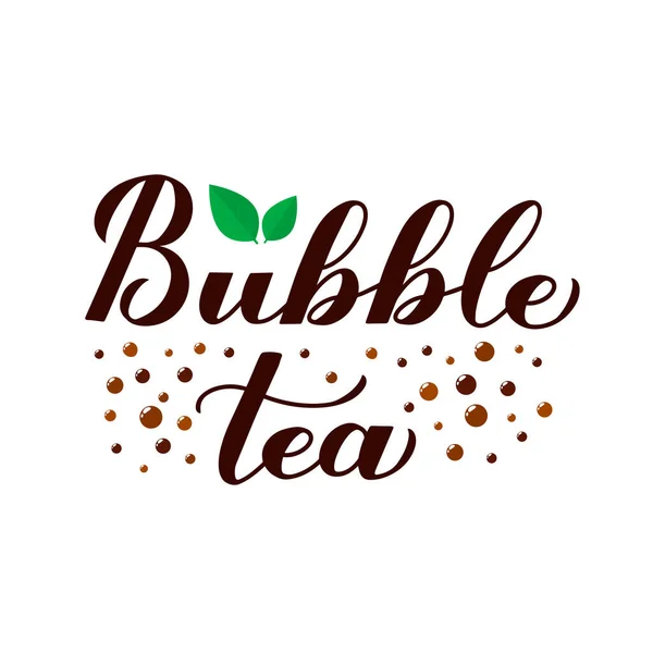 Bubble Tea kalligráfia kézírás elszigetelt fehér háttér. Könnyen szerkeszthető vektor sablon logó design, banner, tipográfia poszter, szórólap, matrica, ital menü bár, kávézó, étterem, stb. — Stock Vector