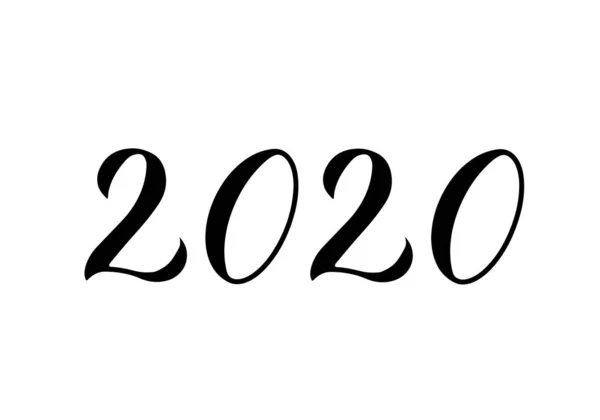 2020 년에는 브러시로 벡터 숫자를 손으로 직접 썼습니다. 새해 필도는 흰색으로 분리되어 휴일 인사 카드, 초대장, 타이포그래피 포스터, 현수막, 간판, 플라이어, 스티커등을 보냈다.. — 스톡 벡터