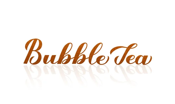 Burbuja té caligrafía letras con sombra. Cartas hechas de burbujas. Plantilla vectorial fácil de editar para diseño de logotipo, banner, póster de tipografía, folleto, pegatina, menú de bebidas para bar, cafetería, restaurante . — Archivo Imágenes Vectoriales