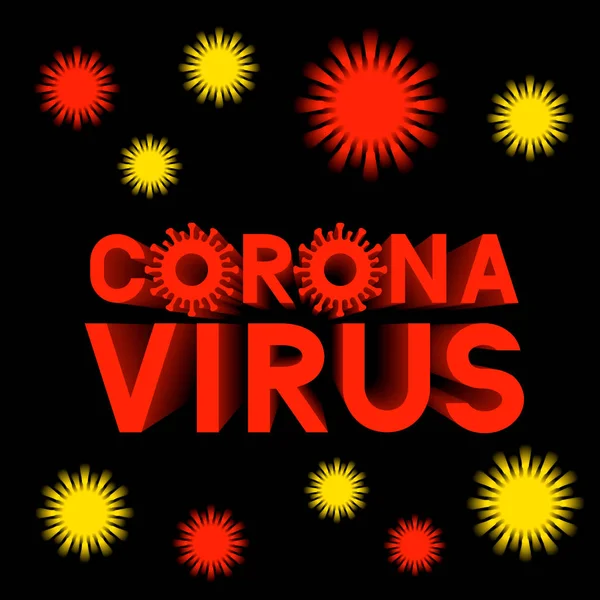 Corona Virus 3d lettrage isolé sur fond sombre. Tapis de Chine — Image vectorielle