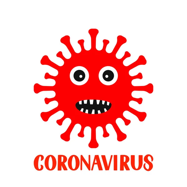 Corona Virus cartoon character and lettering isolated on white b — Stock Vector