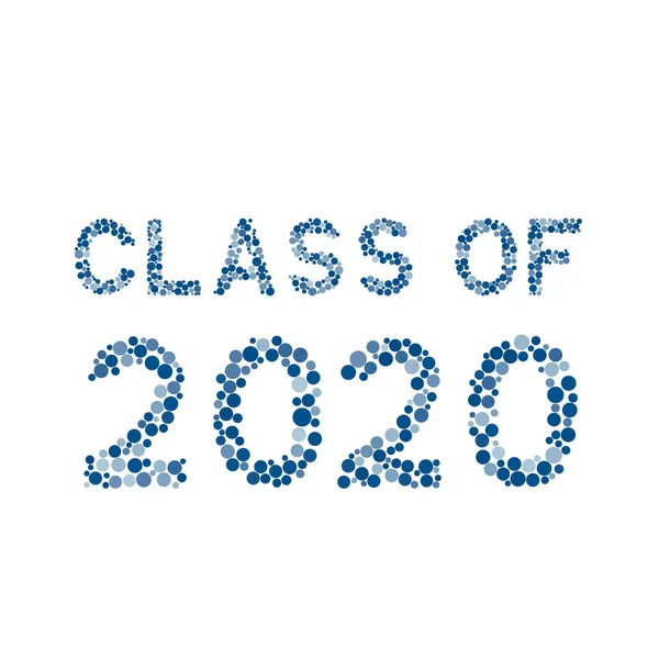 Classe de 2020 letras feitas de pontos azuis isolados em branco. Con —  Vetores de Stock
