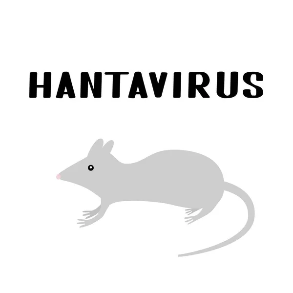 Hantavirus Handschrift Grijze Rat Muis Geïsoleerd Wit Nieuw Virus Uit — Stockvector