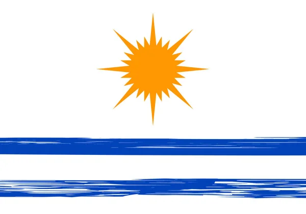 Palmas Flagga Med Penseldrag Huvudstaden Tocantins Staten Brasilien Vektor Mall — Stock vektor