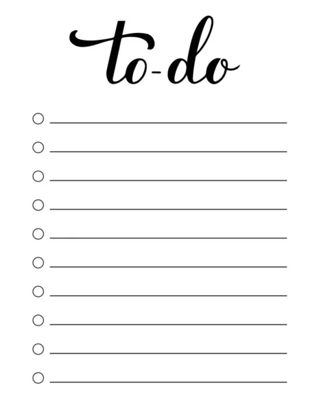 List Planner Template Daily Planner Page Lined Paper Sheet Blank — Stock Vector