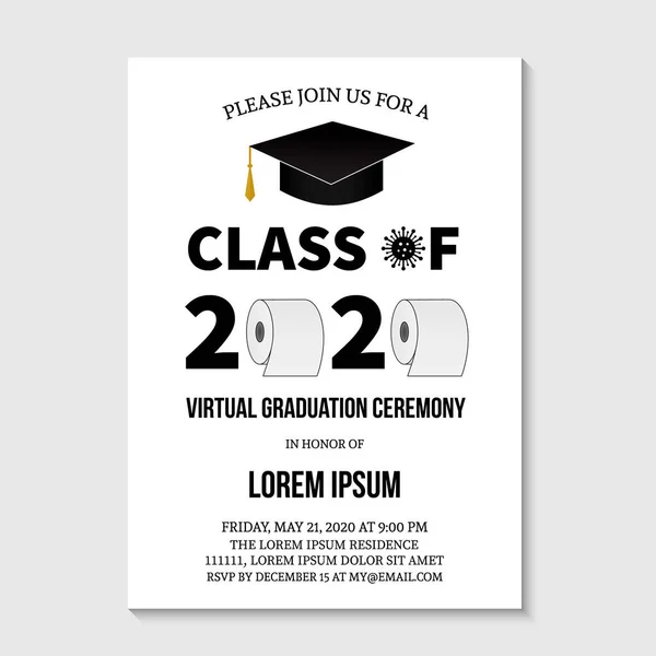 Virtual Graduation Ceremony Class 2020 Invitation Card Toilet Paper Funny — Stock Vector