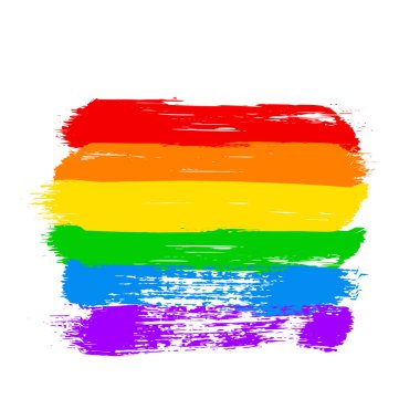 LGBT halk bayrağı. Akrilik fırça, beyaza izole edilmiş gökkuşağının renklerini okşar. LGBTQ lezbiyen, eşcinsel gururu, biseksüel, transseksüel sosyal hareketlerin sembolü. Vektör tasarım şablonunu düzenlemek kolay.
