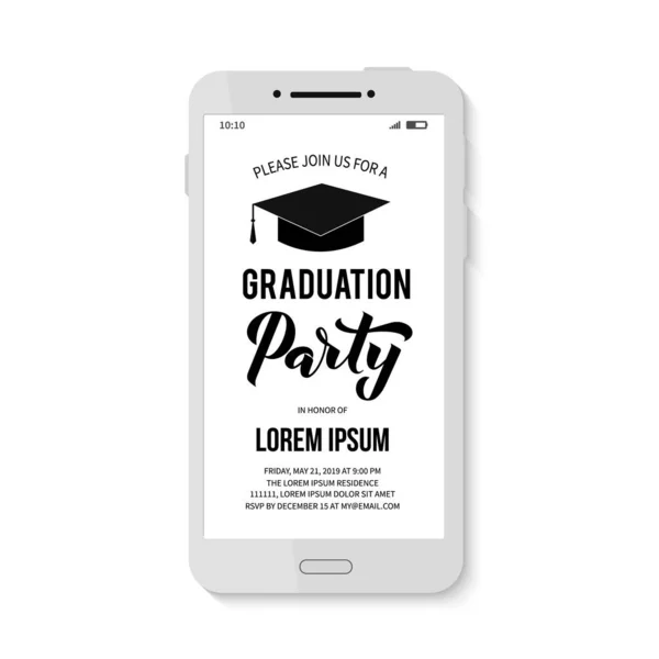 Graduation Party Invitation Smartphone Electronic Email Text Graduation Party Invite — Stock Vector