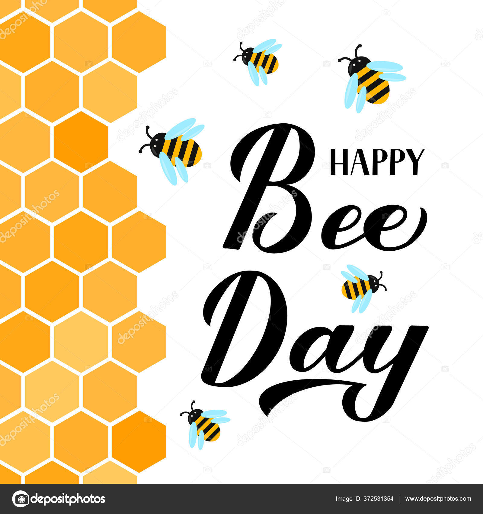 Happy World Bee Day Calligraphy Hand Lettering Cute Cartoon Bees Vector Image By C Designergraphic84 Vector Stock Happy World Bee Day Calligraphy Hand Lettering Cute Cartoon Bees Vector Image By C Designergraphic84 Vector Stock