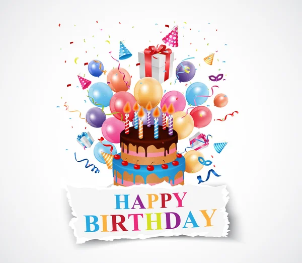 Happy birthday card with cake — Stock Vector