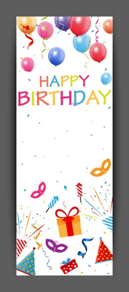 Happy birthday banner with colorful confetti — Stock vektor