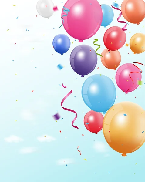 Cartão de aniversário colorido balões — Vetor de Stock