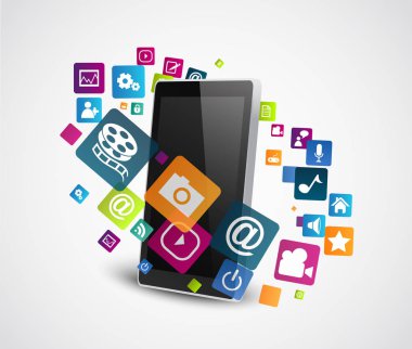Uygulama simgelerine sahip akıllı telefon